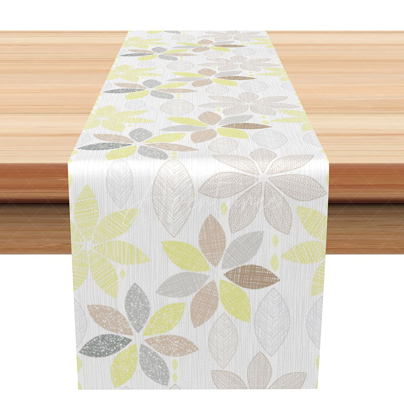 Aperturee - Aperturee Modern Table Runner with Oval and Circle Floral Designs Abstract Botanical Decor Simple and Chic Kitchen Linen