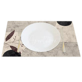 Aperturee - Aperturee Modern Tree Leaf Striped Geometric Set of 4 Placemats for Contemporary and Botanical Kitchen Decor