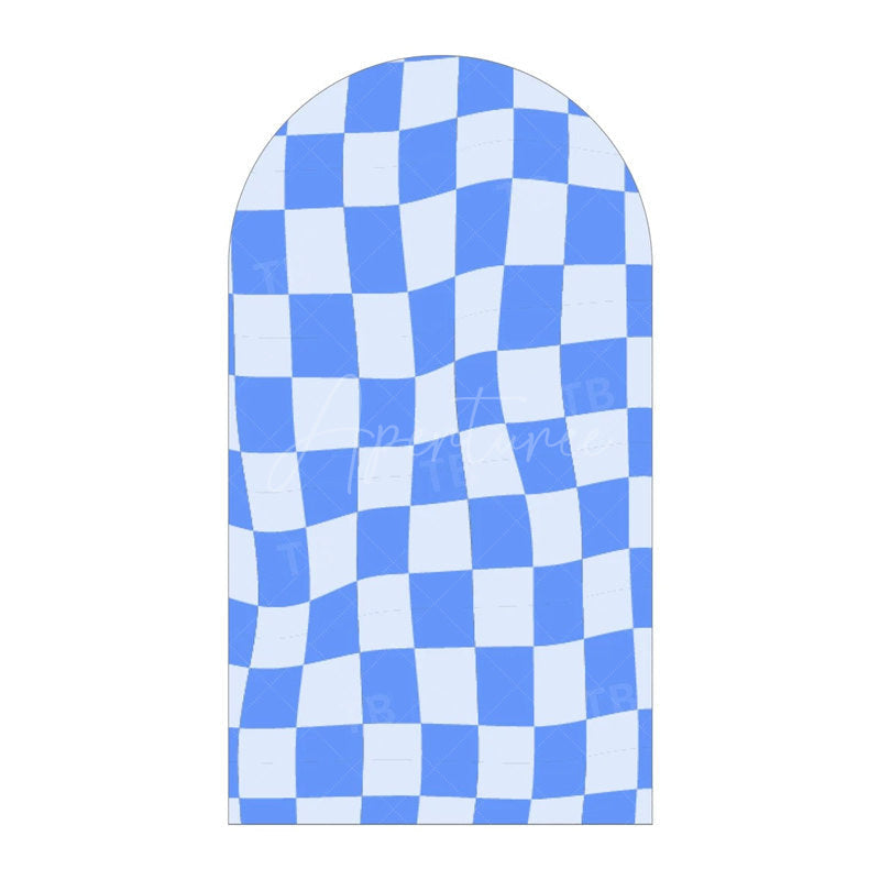 Aperturee - Aperturee Modern Twisted Checkered Arch Backdrop Charming Plaid Pattern Party Decor For Birthday Party