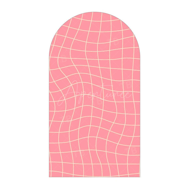 Aperturee - Aperturee Modern Twisted Checkered Arch Backdrop Charming Plaid Pattern Party Decor For Birthday Party