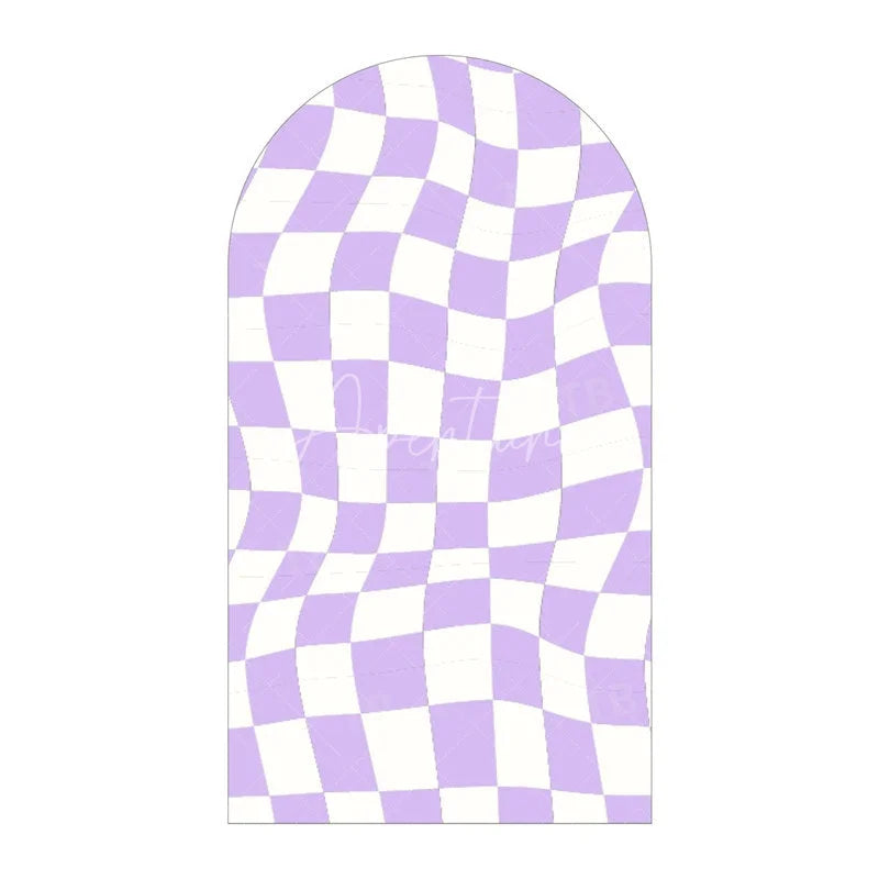 Aperturee - Aperturee Modern Twisted Checkered Arch Backdrop Charming Plaid Pattern Party Decor For Birthday Party