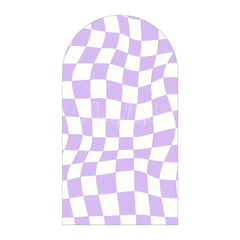 Aperturee - Aperturee Modern Twisted Checkered Arch Backdrop Charming Plaid Pattern Party Decor For Birthday Party