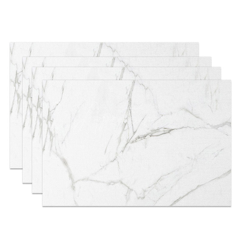 Aperturee - Aperturee Modern White and Grey Marble Placemats Set of 4 Elegant Stone Texture for Formal Dining Table Decor