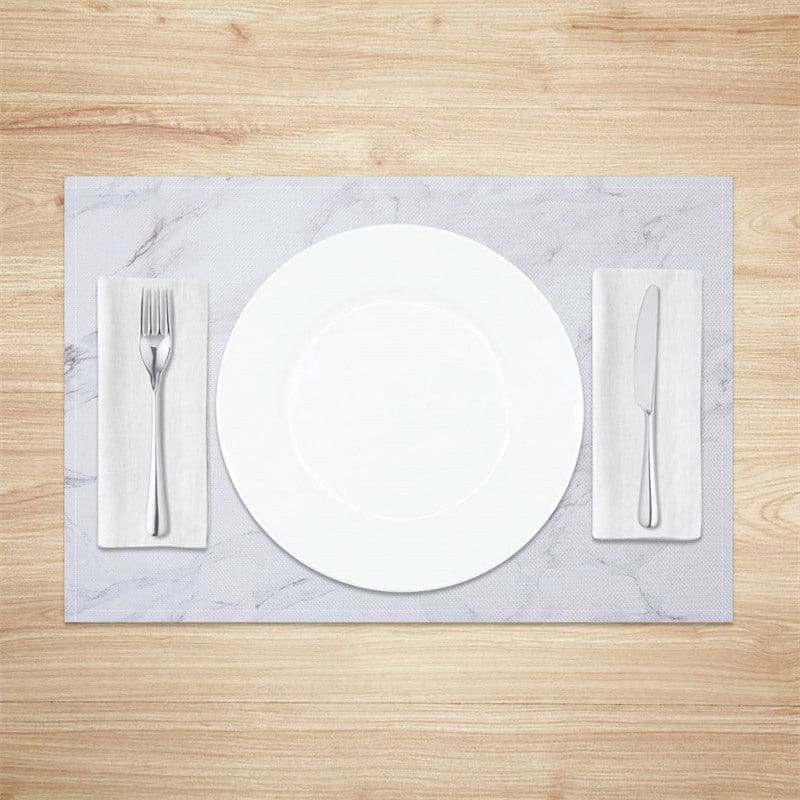 Aperturee - Aperturee Modern White Grey Marbled Dinner Set of 4 Placemats
