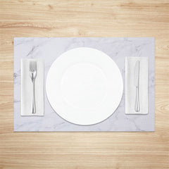 Aperturee - Aperturee Modern White Grey Marbled Dinner Set of 4 Placemats