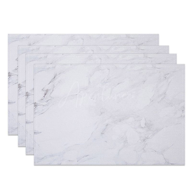 Aperturee - Aperturee Modern White Grey Marbled Dinner Set of 4 Placemats