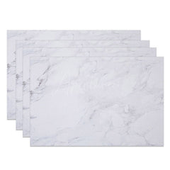 Aperturee - Aperturee Modern White Grey Marbled Dinner Set of 4 Placemats