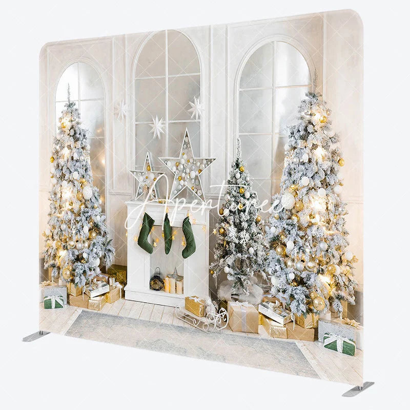 Aperturee - Aperturee Modern White House Christmas Pillow Case Backdrop