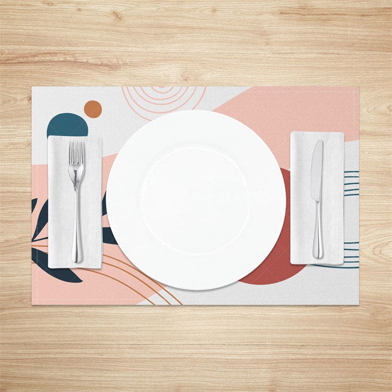 Aperturee - Aperturee Modern White Pink Red Dots Leaf Set Of 4 Placemats