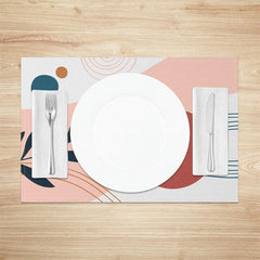 Aperturee - Aperturee Modern White Pink Red Dots Leaf Set Of 4 Placemats