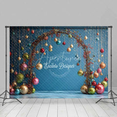Aperturee - Aperturee Modern Wire Arch Christmas Backdrop Hanging Colorful Glass Ornament Photography Background