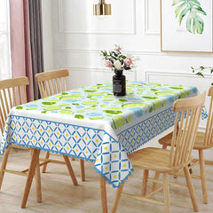 Aperturee - Aperturee Mojito Mint Rectangle Tablecloth Lime and Ice Cube Pattern Dining Table Cover