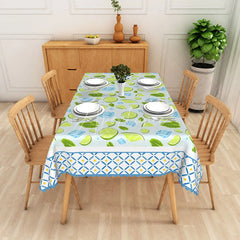 Aperturee - Aperturee Mojito Mint Rectangle Tablecloth Lime and Ice Cube Pattern Dining Table Cover