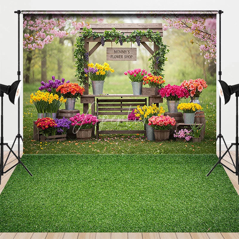 Aperturee - Aperturee Mommy’s Flower Shop Combo Set Backdrop Spring Garden Floral Outdoor Photography Background