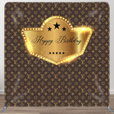 Aperturee - Aperturee Monogram Gold Happy Birthday Square Tension Backdrop