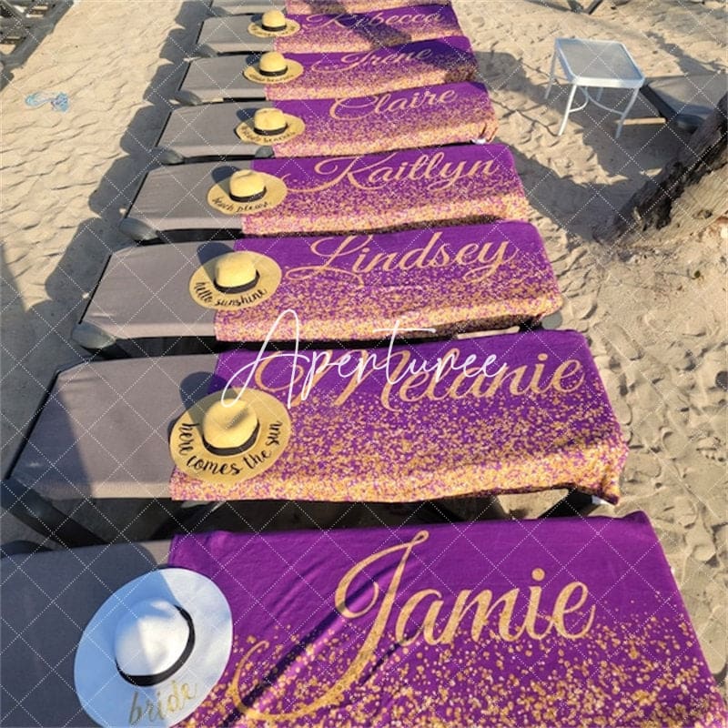 Aperturee - Aperturee Monogrammed Custom Beach Towel Birthday Bride Gift