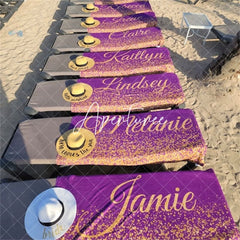 Aperturee - Aperturee Monogrammed Custom Beach Towel Birthday Bride Gift