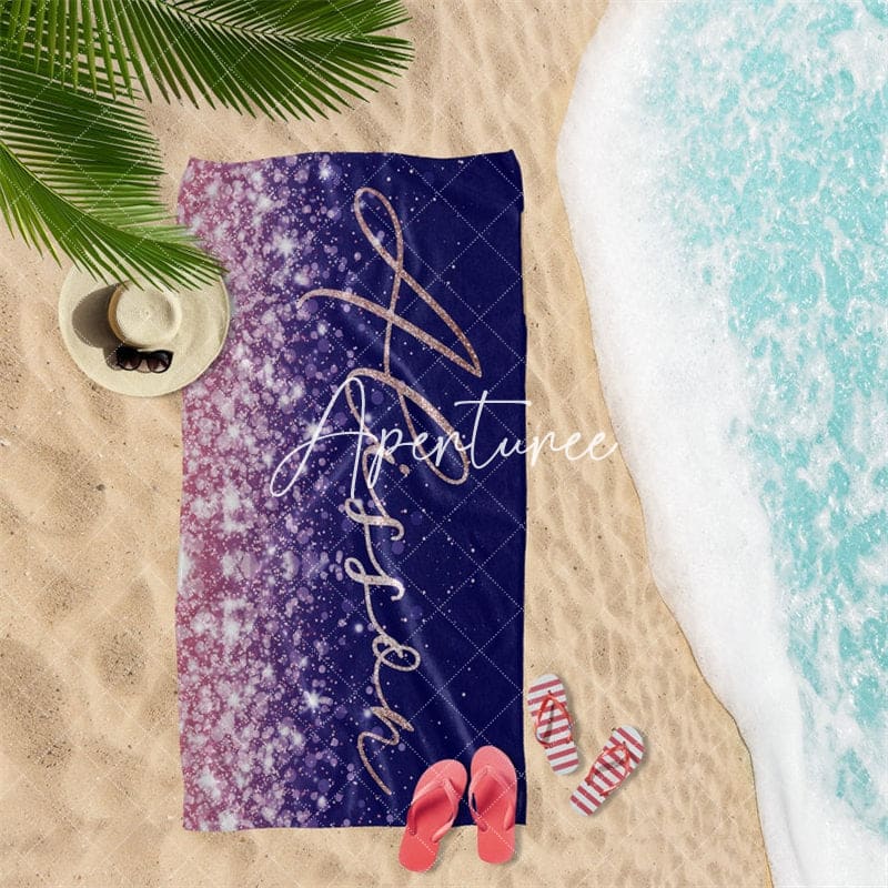 Aperturee - Aperturee Monogrammed Custom Beach Towel Birthday Bride Gift