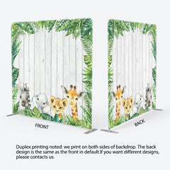 Aperturee - Aperturee Monstera Safari Animals Wooden Pillow Case Backdrop
