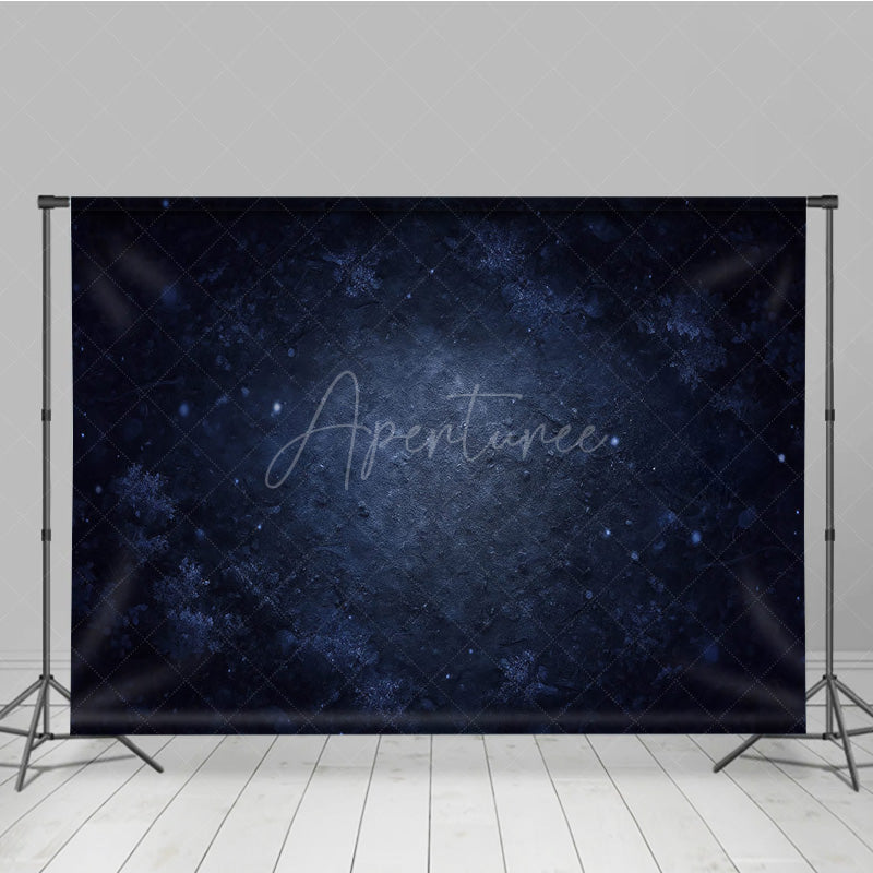 Aperturee - Aperturee Moody Blue Abstract Texture Photography Backdrop Fine Art Background with Vignette for Winter Portrait Studio