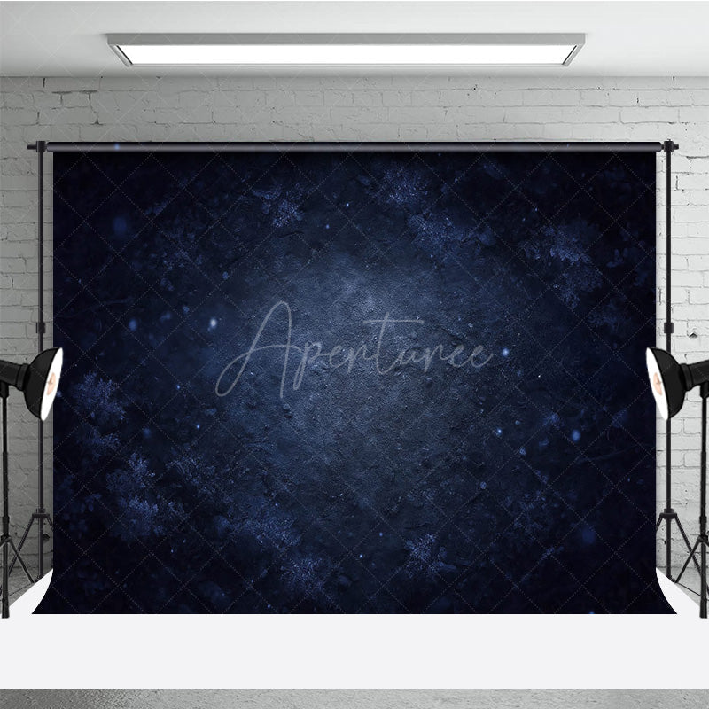 Aperturee - Aperturee Moody Blue Abstract Texture Photography Backdrop Fine Art Background with Vignette for Winter Portrait Studio