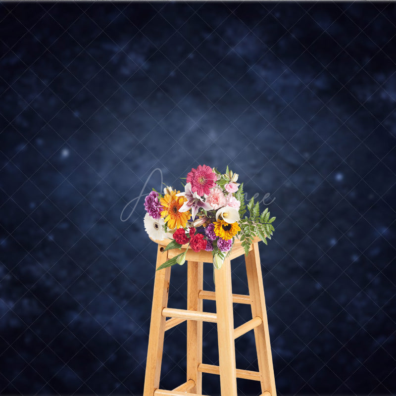 Aperturee - Aperturee Moody Blue Abstract Texture Photography Backdrop Fine Art Background with Vignette for Winter Portrait Studio