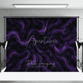 Aperturee - Aperturee Moody Dark Purple and Black Abstract Textured Photography Backdrop Swirling Brushstroke Art for Studio Portraits