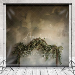 Aperturee - Aperturee Moody Sky and Eucalyptus Headboard Backdrop Ethereal Greenery Frame Photography Background