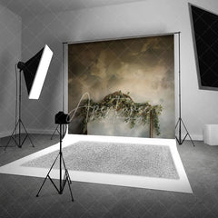 Aperturee - Aperturee Moody Sky and Eucalyptus Headboard Backdrop Ethereal Greenery Frame Photography Background