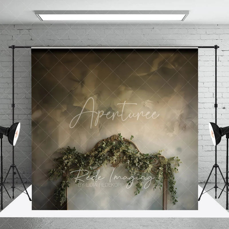 Aperturee - Aperturee Moody Sky and Eucalyptus Headboard Backdrop Ethereal Greenery Frame Photography Background