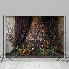 Aperturee - Aperturee Moody Tulip Photography Backdrop Fine Art Floral with Orange and Purple Dark Painterly Portrait Background