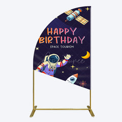 Aperturee - Aperturee Moon Astronaut Purple Galaxy Birthday Half Moon Arch Backdrop