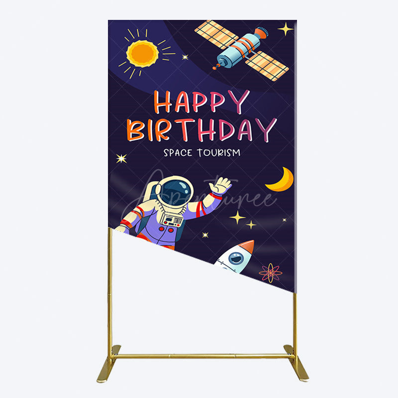 Aperturee - Aperturee Moon Astronaut Purple Galaxy Birthday Rectangle Backdrop