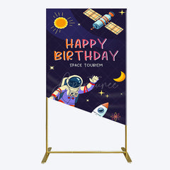 Aperturee - Aperturee Moon Astronaut Purple Galaxy Birthday Rectangle Backdrop