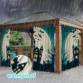 Aperturee - Aperturee Moon Castle Bats Waterproof Printed Outdoor Curtains