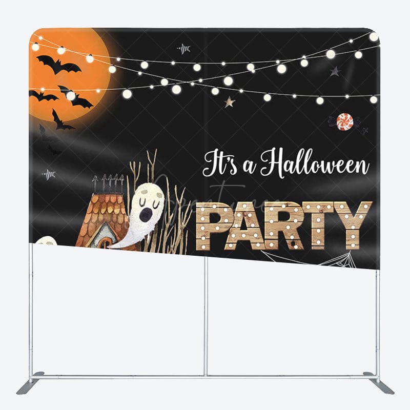 Aperturee - Aperturee Moon Ghosts House Fabric Backdrop Cover for Halloween