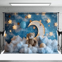 Aperturee - Aperturee Moon Lights Night Teddy Bear Cake Smash Backdrop