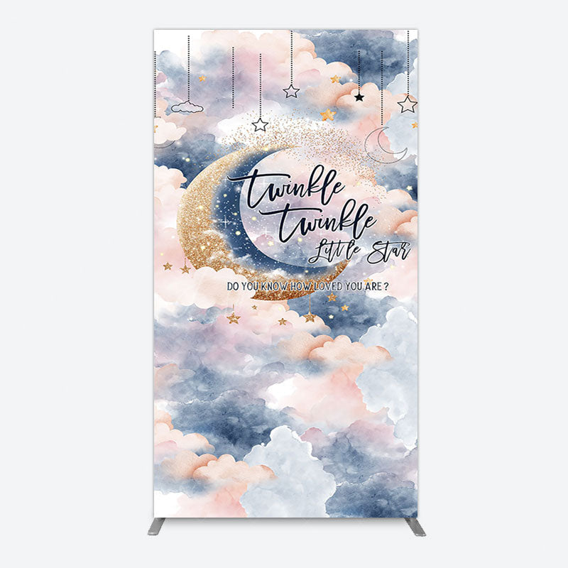Aperturee - Aperturee Moon Night Twinkle Star Baby Shower Rectangle Backdrop
