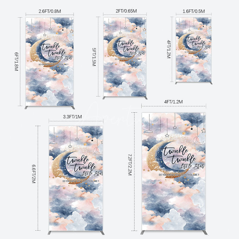 Aperturee - Aperturee Moon Night Twinkle Star Baby Shower Rectangle Backdrop