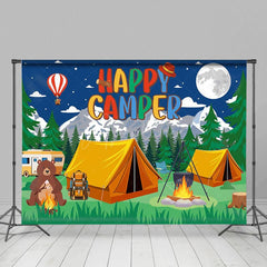 Aperturee - Aperturee Moon Night Wild Forest Bear Happy Camper Backdrop