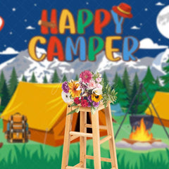 Aperturee - Aperturee Moon Night Wild Forest Bear Happy Camper Backdrop