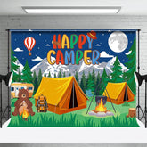 Aperturee - Aperturee Moon Night Wild Forest Bear Happy Camper Backdrop