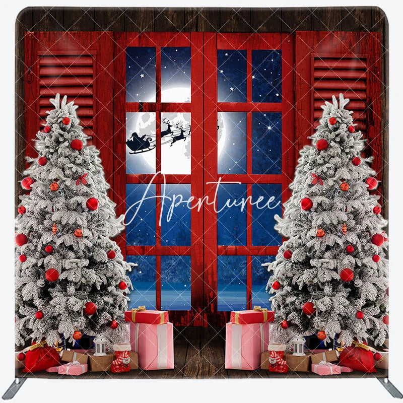 Aperturee - Aperturee Moon Night Window Christmas Pillow Case Backdrop