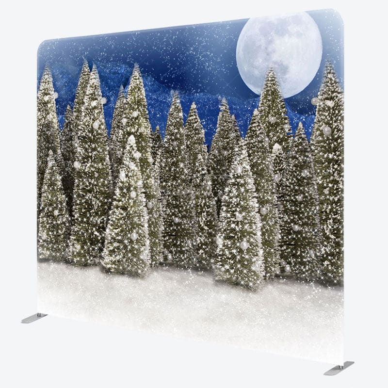 Aperturee - Aperturee Moon Snow Blue Night Christmas Pillow Cover Backdrop