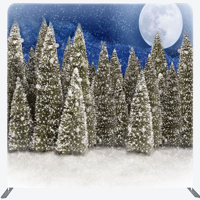 Aperturee - Aperturee Moon Snow Blue Night Christmas Pillow Cover Backdrop