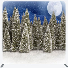 Aperturee - Aperturee Moon Snow Blue Night Christmas Pillow Cover Backdrop