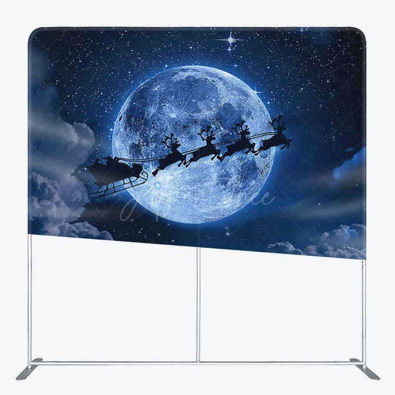 Aperturee - Aperturee Moon Starry Santa Elks Xmas Tension Fabric Backdrop