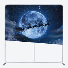 Aperturee - Aperturee Moon Starry Santa Elks Xmas Tension Fabric Backdrop