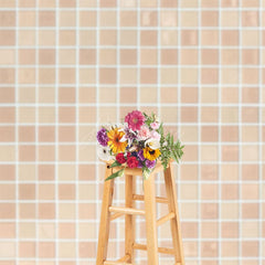 Aperturee - Aperturee Mosaic Tile Modern Beige Square Pattern Backdrop