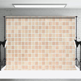 Aperturee - Aperturee Mosaic Tile Modern Beige Square Pattern Backdrop